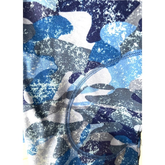 LOGO Lounge Blue Abstract Print Top Size XS Long Sleeves Pockets Athleisure - Picture 6 of 9